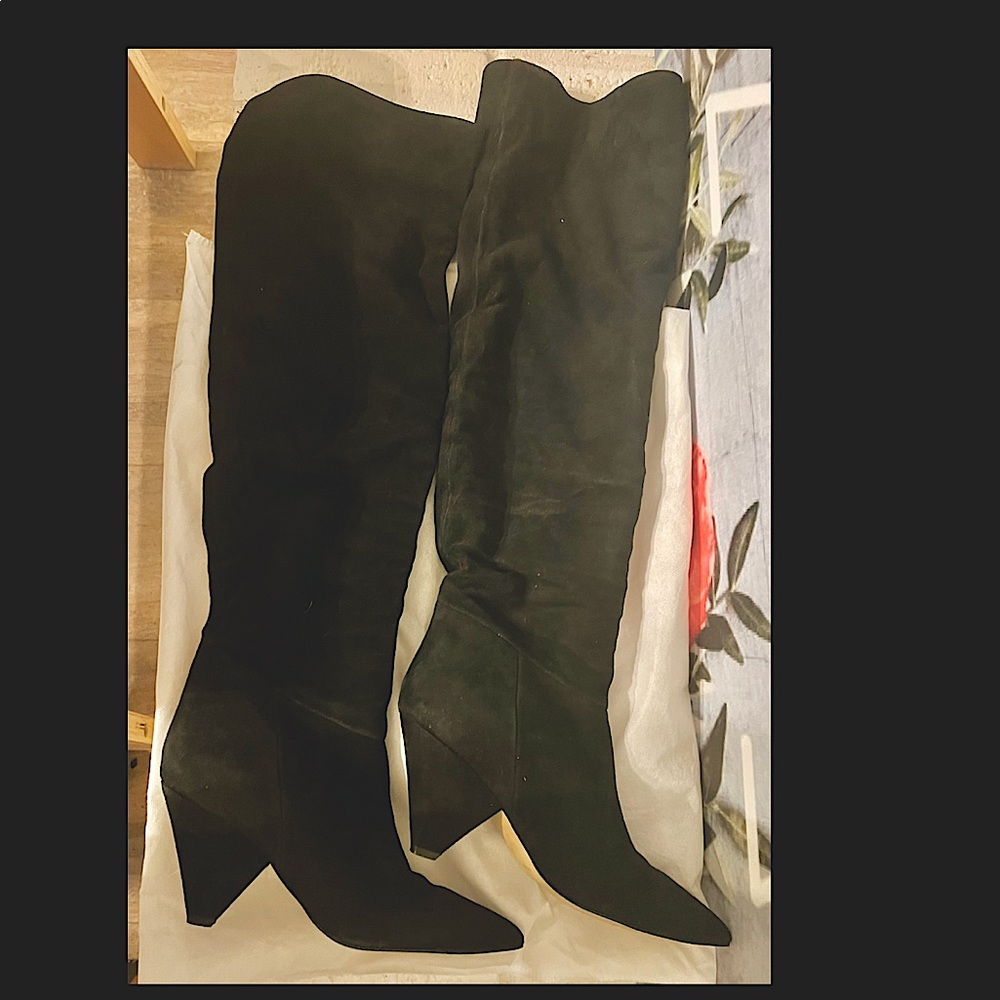 Marc Fisher Over The Knee Black Suede Boots